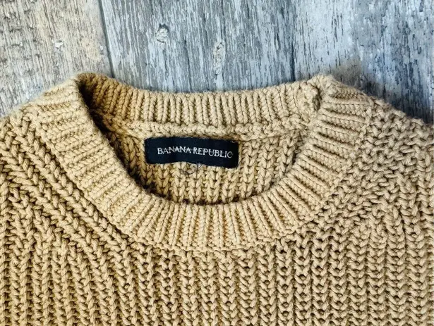 Banana Republic Caramel Color Short Sleeve Thick Cable Knit Sweater Size Xs