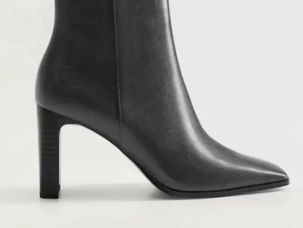 Mango Rectangular / Square Toe Grey Heeled Boots