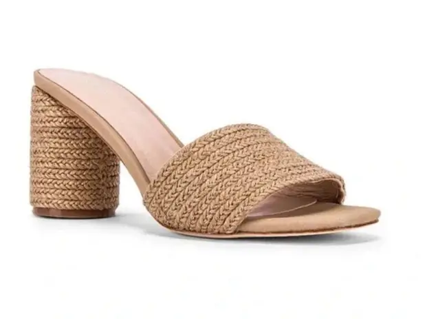 Raye Tan Braided Block Heel Slip On Mule Sandals Women’s Size 9