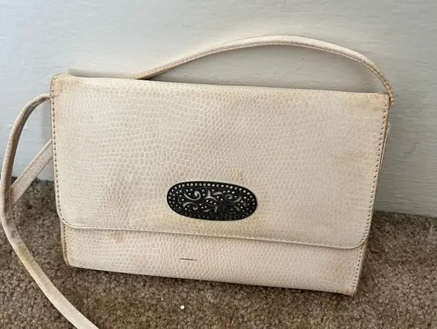 Judith jack lucciolo cream ivory leather beaded embellished cross body purse