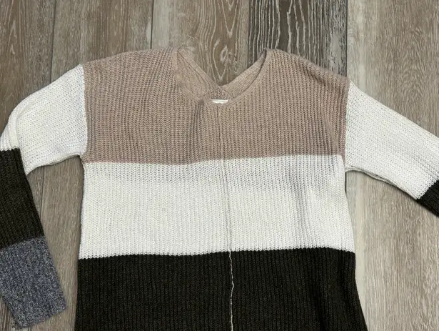 Staccato NWT Sz S Fabulous Color block Chunky Sweater Beige Gray Brown Cream