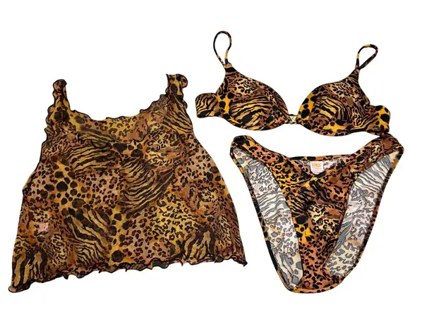 Venus  Vintage Swim Wear Bundle Lot Top C 3 Pc Bottom M Cover Up Top S thumbnail 1