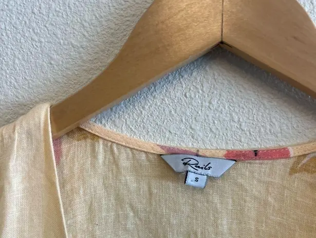 Rails Linen Floral Ruffle Madison Flounce Wrap Dress in Eden