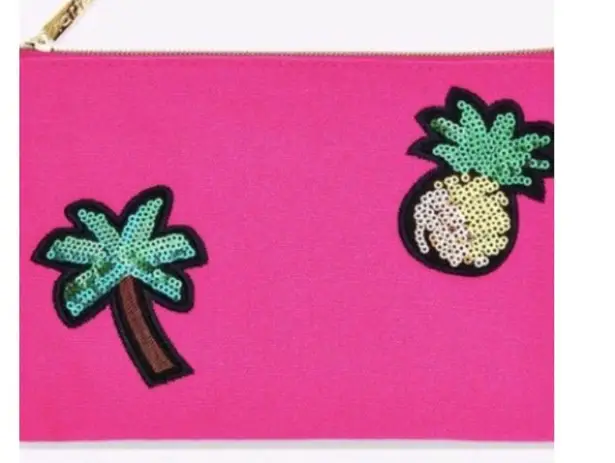 TARTE Bohemian Tropical Sequined Pink and Gold Classic Zippered Cosmetic Bag