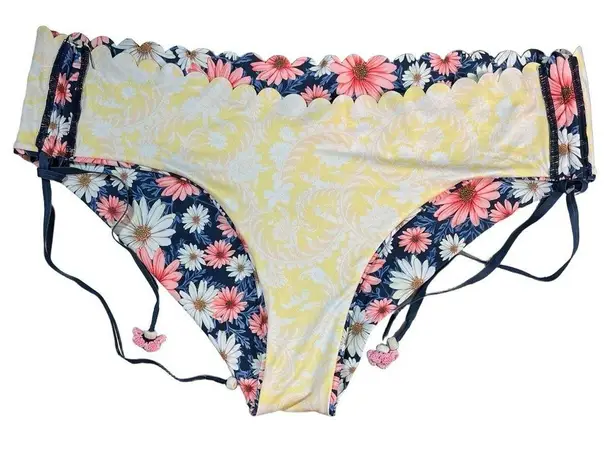 Agua Bendita Reversible Bikini Bottom Swim Floral Print Side Ties 3XL New