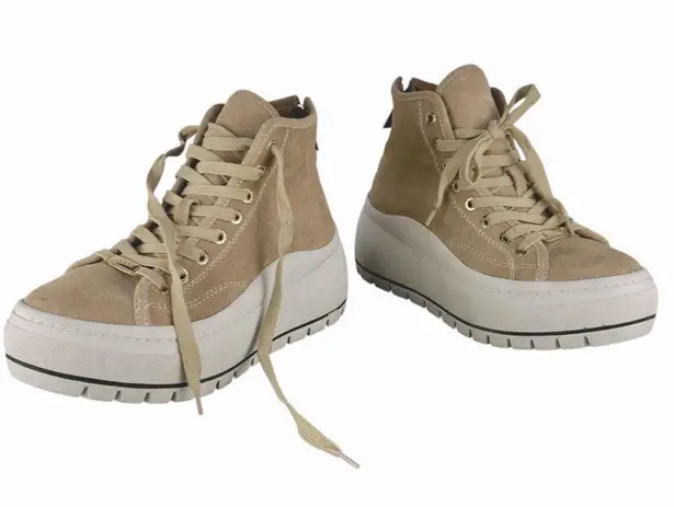 J/SLIDES NYC J/Slides Gracie Platform Suede Lace Up High Top Sneakers Sand Women’s Size 6 - Image 5