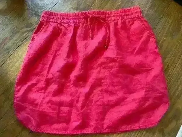 Willi Smith 100% linen Red Drawstring Waist Mini Skirt, M