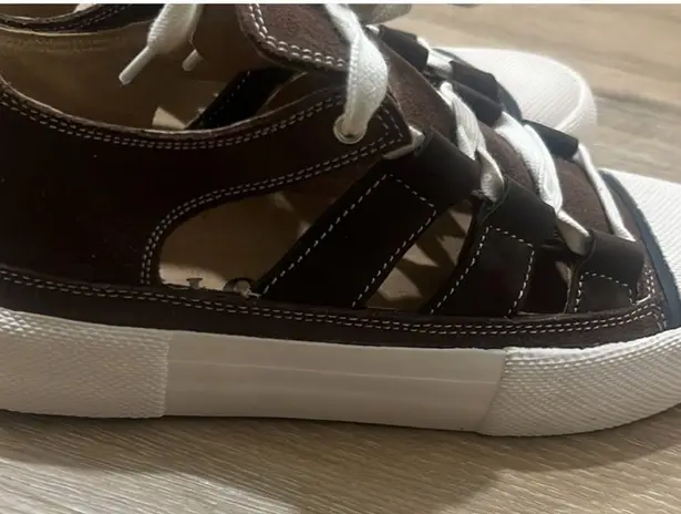Wollow Open Sneakers Brown Size 7.5