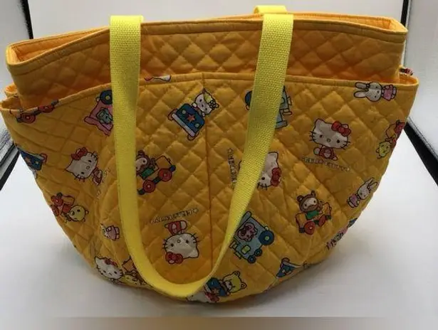 Handmade Rare Yellow From Vintage Sanrio 2001 Hello Kitty Fabric Tote Handbag