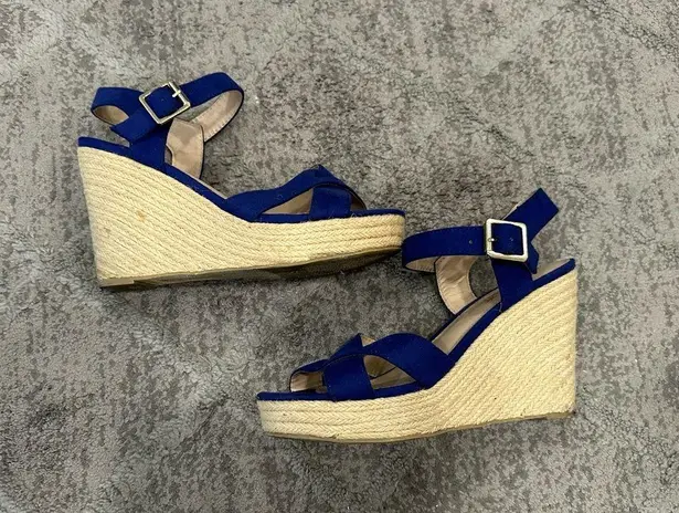 Montego Bay Club Blue Faux Suede Wedge Heels 7 1/2