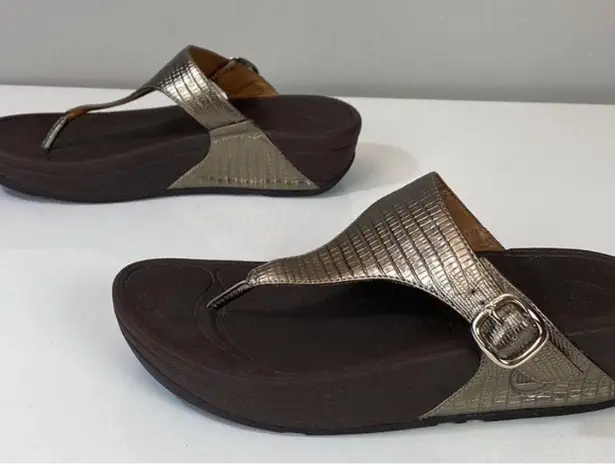 FitFlop The Skinny Leather Metallic Bronze Sandal