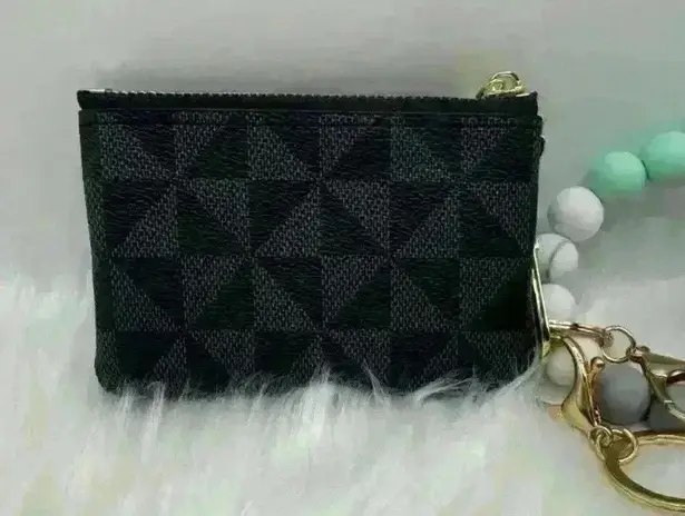 Zippered Card Coin Case Wristlet blue theme Gray