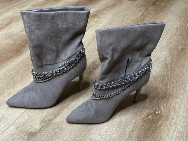 INC International Concepts Women's Taupe Stiletto Reanna Chain Dress Boots sz 5