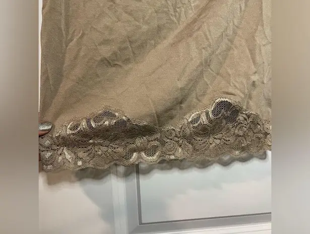 WD•NY WD.NY Honey Brown Beaded Lacy Camisole Tank Top w/ Built in Bralette Size Large