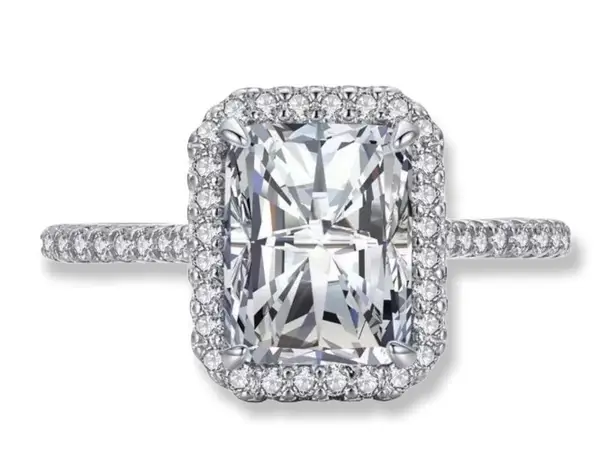 Sterling Silver SIZE 8 925 Emerald Cut Classic Luxury Rectangle 3CT AAAAA CZ Ring