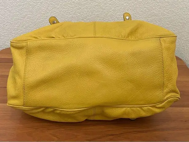 B Makowsky  Mustard Yellow Genuine Leather Triple Zip Handbag Shoulder Bag