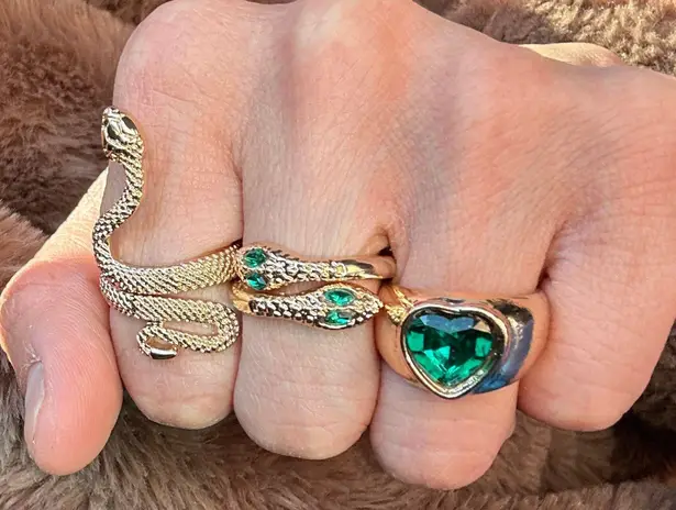 Emerald Green Snake Ring Set