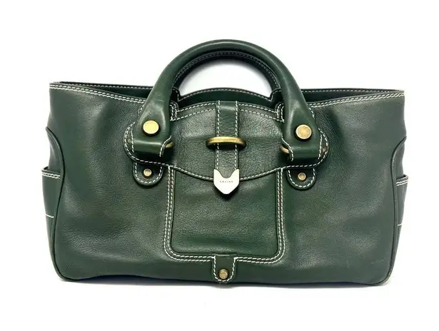 CELINE Boogie Bag Vintage Green Leather Top Handle Handbag