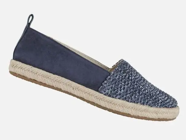 NEW Geox Modesty Blue Suede Textile Espadrille Flats, Size 5, MSRP $150