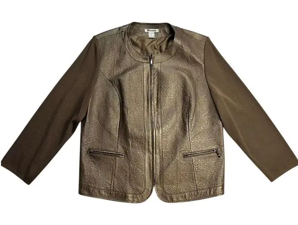 Nygard Collection Women 3X Brown Leather Suede Geometric Jacket Size undefined