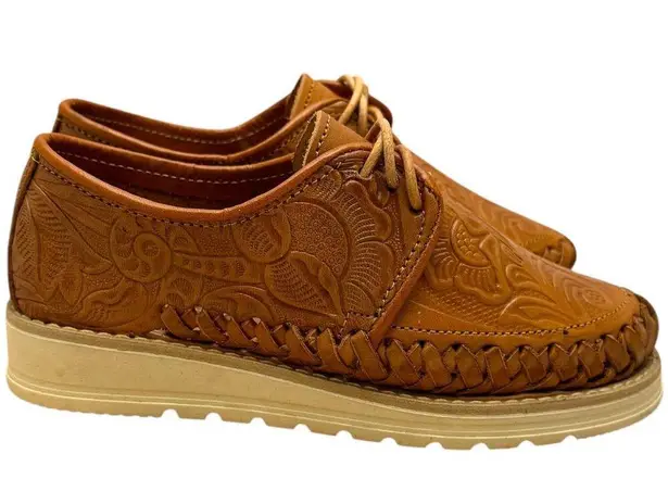 Artesanias Rauger Tooled Made in Mexico Leather Shoes Brown 6
