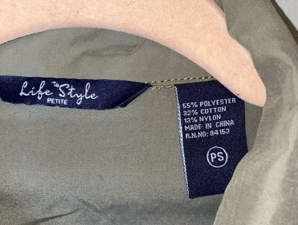 Life Style Petite Army Green Full Zip Bling Jacket Size undefined