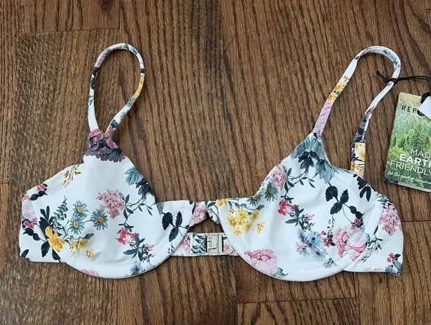 VDM Livinia Bikini Top Floral White Beach Resort Swim Size S NWT