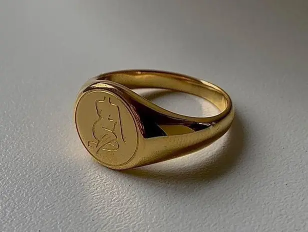 Silhouette Signet Ring, Gold Signet Ring, Chunky Gold Ring