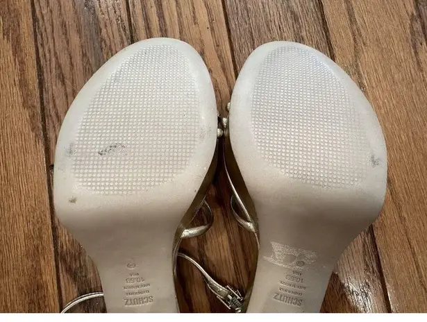 Schutz Kelsie Platform Sandal Heels Metallic Size 10.5 STORE MODEL