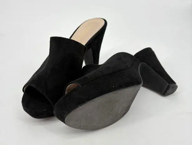 Allegra K Sandals Womens Size 9 Black Suede Block Heel Platform Open Toe