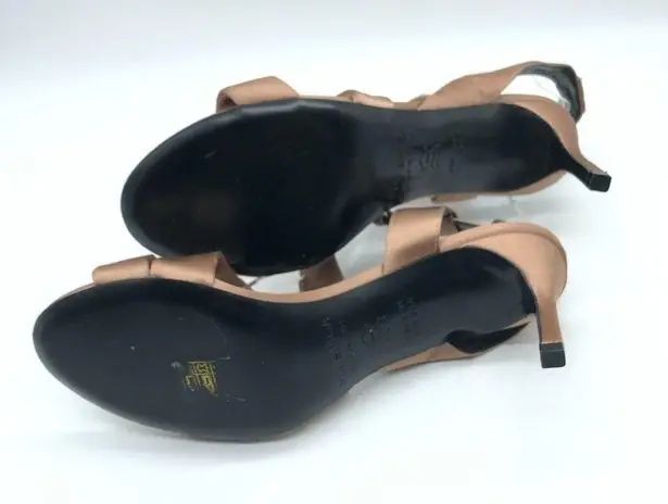 via spiga Jett Sandals Heels Strappy Satin Slip On Brown Open Toe Size 6.5
