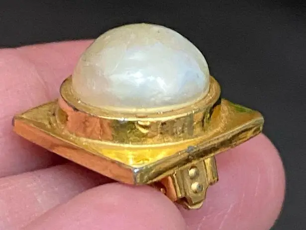 Vintage Signed LES BERNARD Designer Pearl Gold