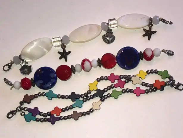 Colorful Beaded Interchangeable Watch Band Clip On Set Red