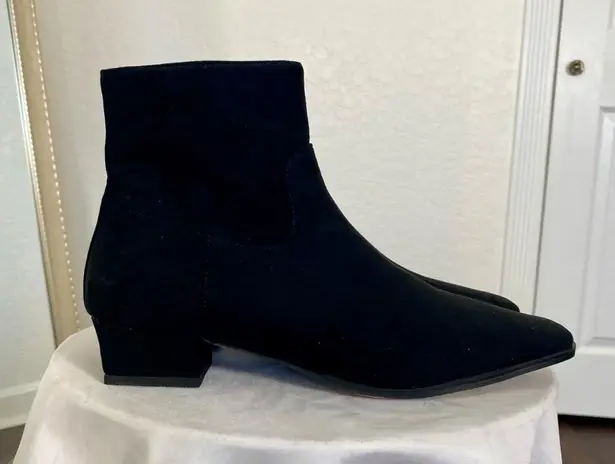Faux Suede Square Toe Minimalist Office Officesiren Work Black Ankle Boots US 8