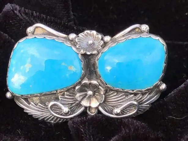 Navajo Handmade Ring 925 Silver Tuquoise sz 7 Artist Signed Peterson Johnson