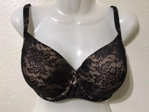Illusion Padded Underwire Black Bra Size 36DD