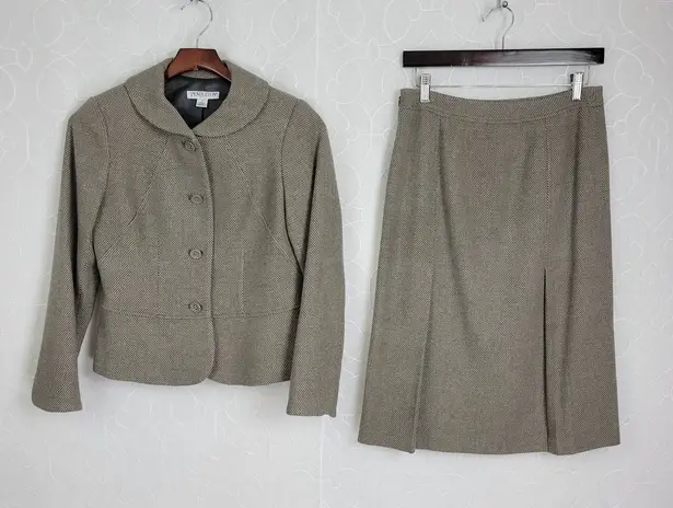 Pendleton Womens Skirt Suits Size 4P/2P Gray Business Round Collar A-Line