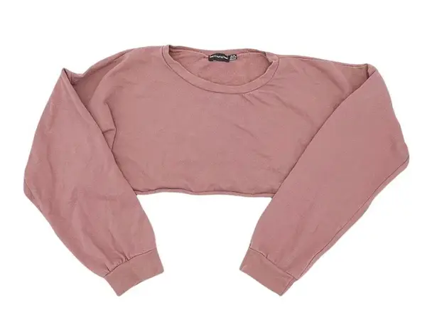 Pretty Little Thing  Rose Pink Long Sleeve Cut Off Ultimate Cropped Sweater Size 12