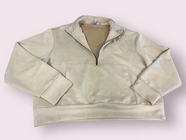 Tahari  cream pullover quarter zipped suede textured sweater​​​​​​​​​​ thumbnail 8