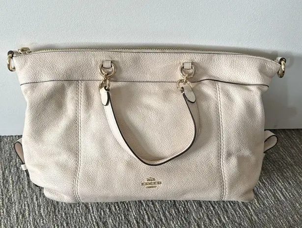 Coach  Chalk White Pebbled Leather Lenox Satchel F59325