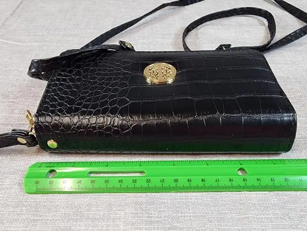 Cross Body Wristlet Purse Black Removable Strap Two Sides Zipper