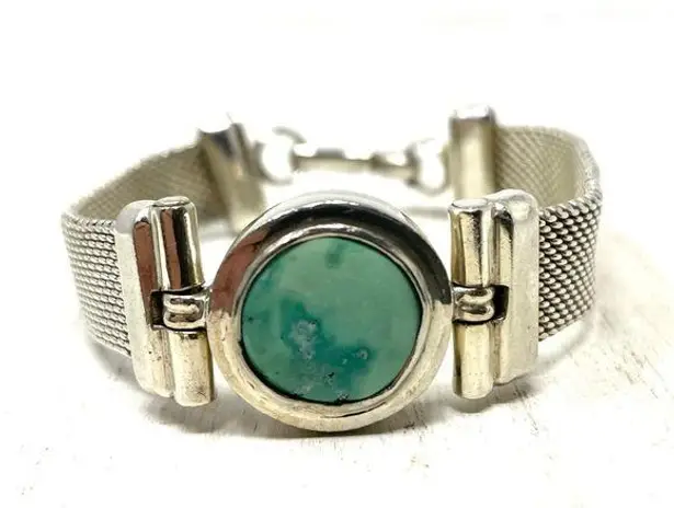 Sterling Silver and green turquoise vintage bracelet, 50.1g