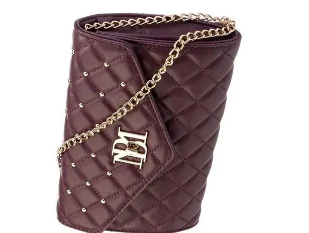 Badgley Mischka Purple Crossbody Bag with Gold Hardware and Quilted Design