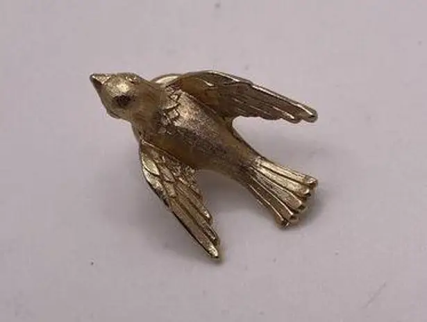 Signed Avon Bird Brooch Tack Pin Gold Tone
