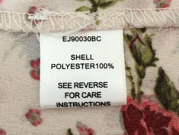 Em Creme Rose Garden Floral Print Fringe Trim Kimono Cardigan size Large