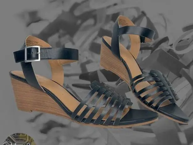 Susina Black Terra Wedge Sandal