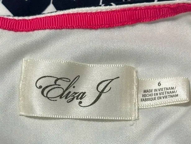 Eliza J Women’s Size 6 Navy Blue White Pink Geometric Print Sheath Mini Dress