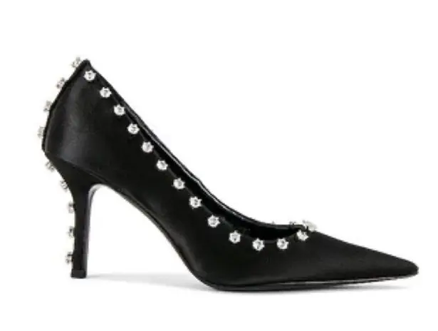 Alexander Wang Delphine 85 Crystal Stud Pump, Black Size 37.5 New + DustBag $895