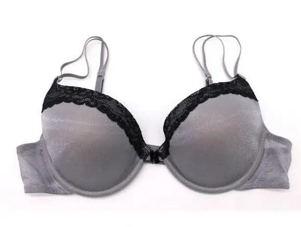 Vassarette  Shimmer Lace Push Up Bra Size 38B Silvery Gray Underwire  75349