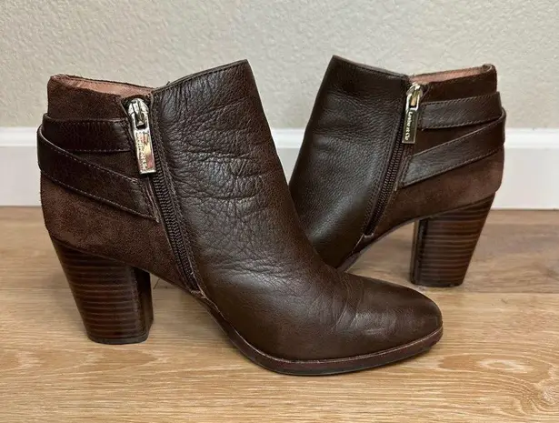 Louise et Cie  Brown Leather Suede Lo-vasca Heeled Ankle Booties